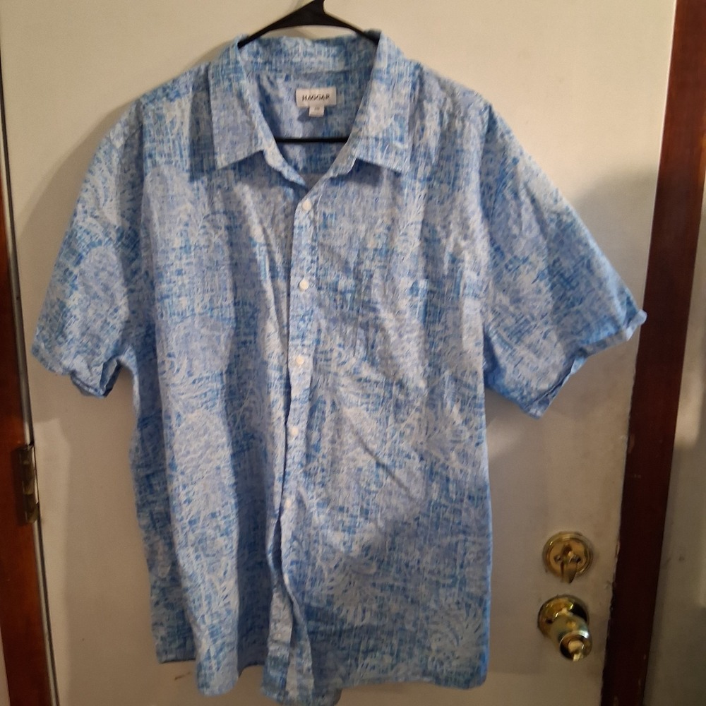 Fisherman Button Up Shirt Men's‎ XXL EUC Blue Coastal Hawaiian Cruise